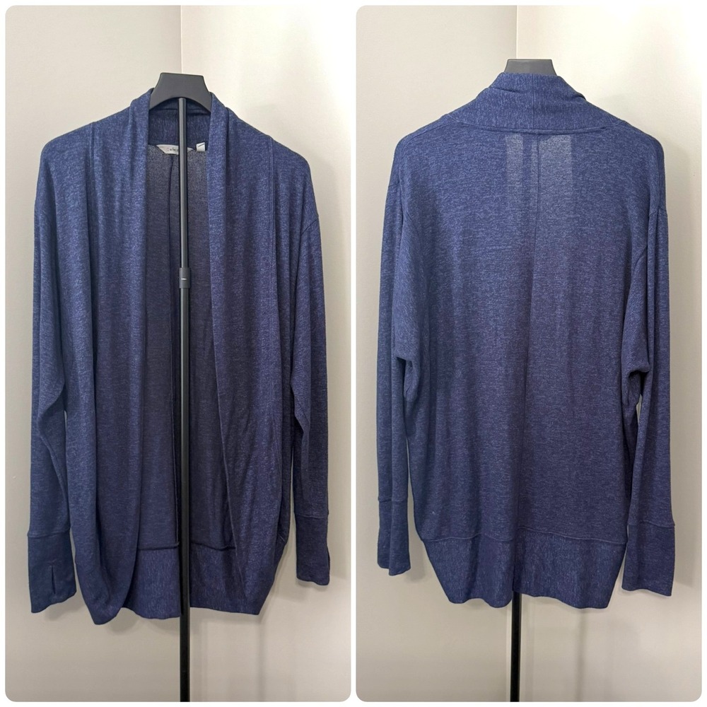 Athleta Cardigan Sweater Medium Women's Navy Blue Open Front Lightweight Knit